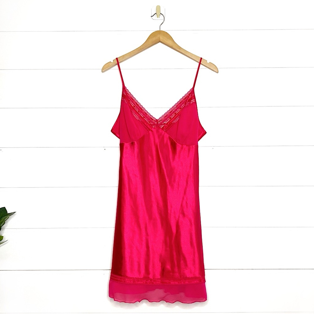 Vintage Lace Trim Satin Y2K Slip Dress Size Medium
